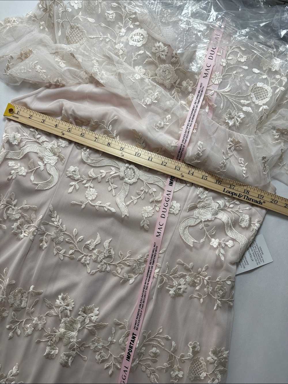 Mac Duggal Pink High Neck Mesh Tier Embroidered Dress - Picture 11 of 13
